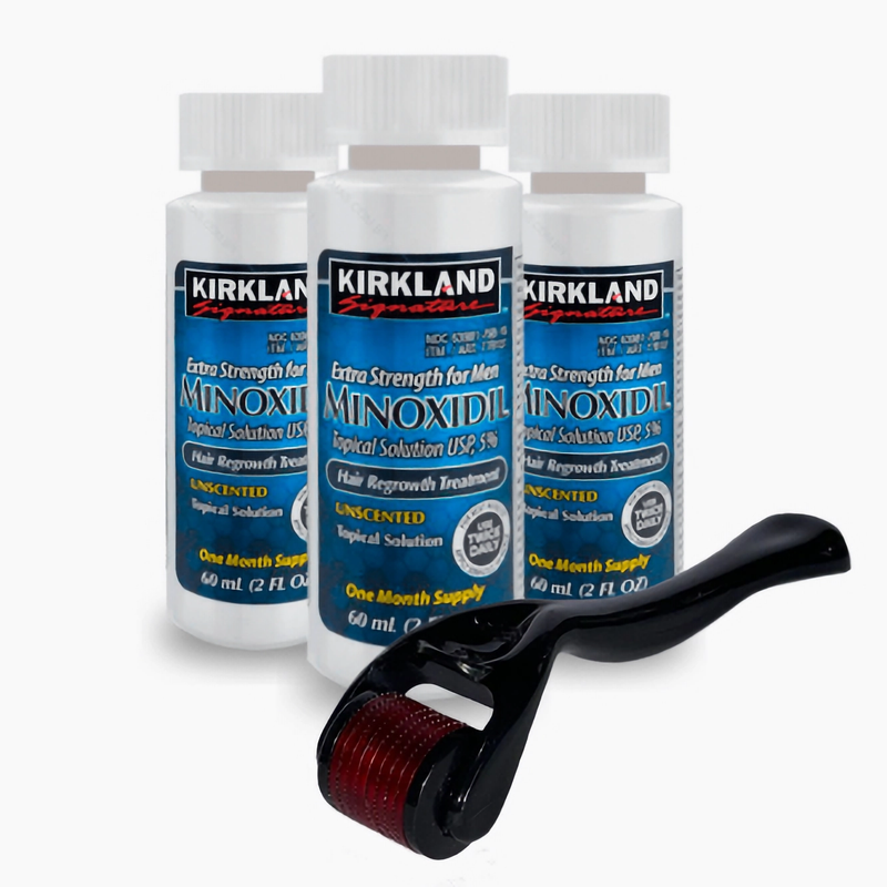 COMBO 3 FRASCO MINOXIDIL + 1 DERMAROLLER 0.5 MM -PRONTA ENTREGA