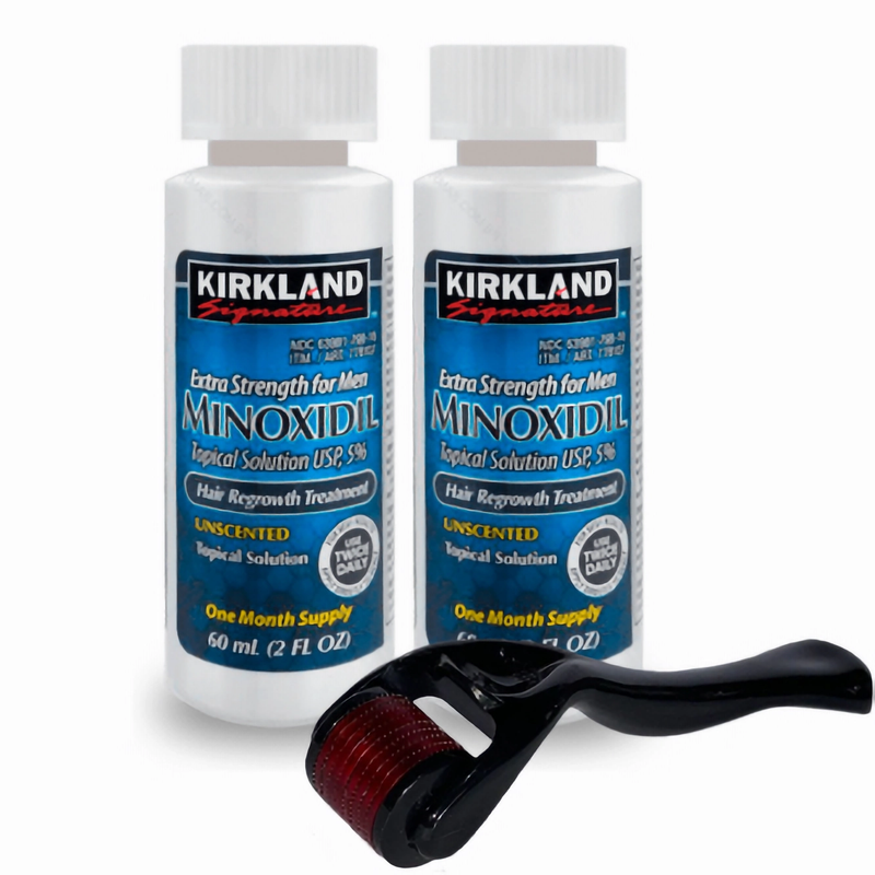 Combo 2 Frascos Minoxidil  Kirkland+ 1 Dermaroller 0.5mm -PRONTA ENTREGA