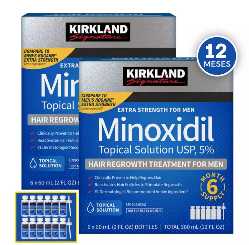 MINOXIDIL KIRKLAND 5% ORIGINAL - 2 caixas (12 Frascos de 60ml) Pronta Entrega