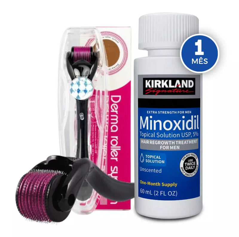 COMBO 1 FRASCO MINOXIDIL + 1 DERMAROLLER 0.5 MM -PRONTA ENTREGA